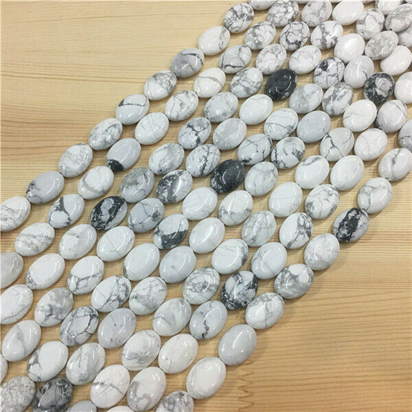 1 Strand/22Pcs 18x13x5mm Natural White Howlite Oval Loose Beads 15.5inch HH697