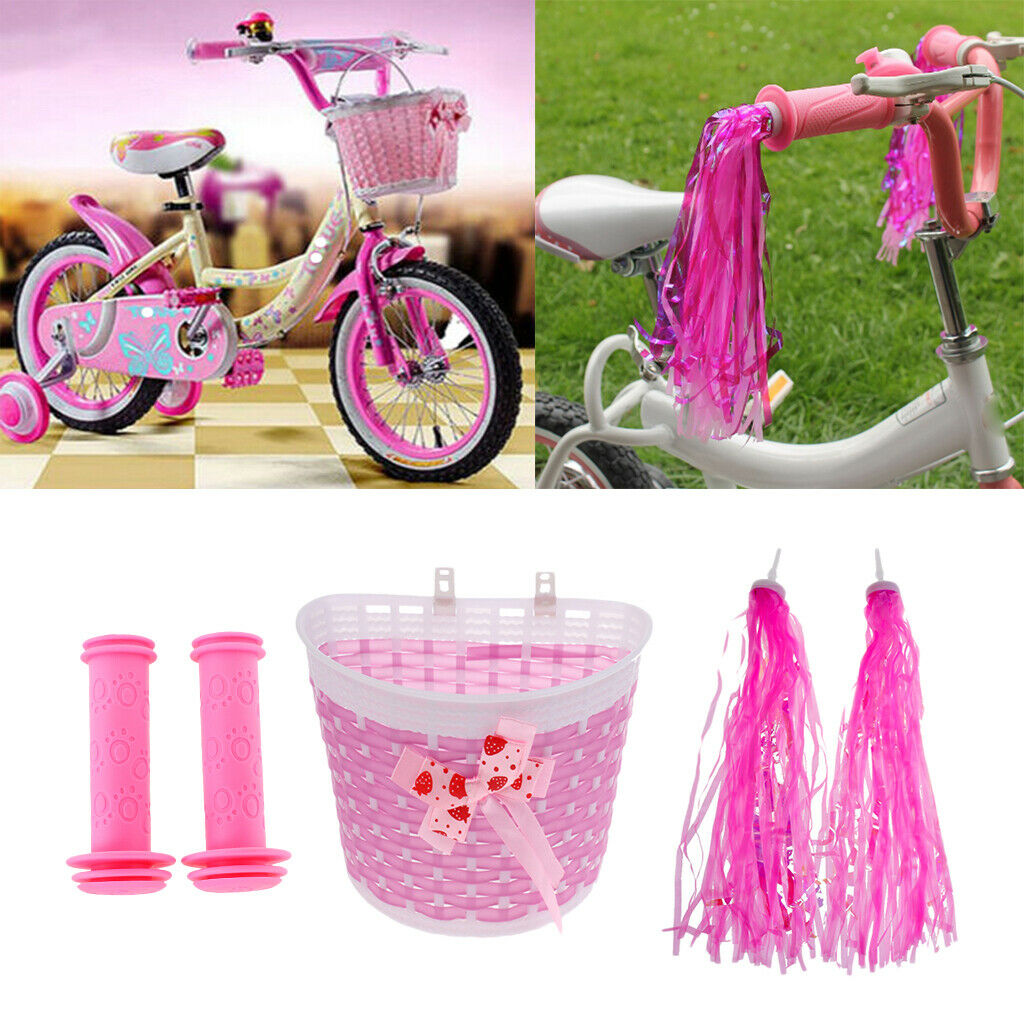 Girls Bicycle Streamers Handlebar Grips Tassels Front Basket Box Accessories