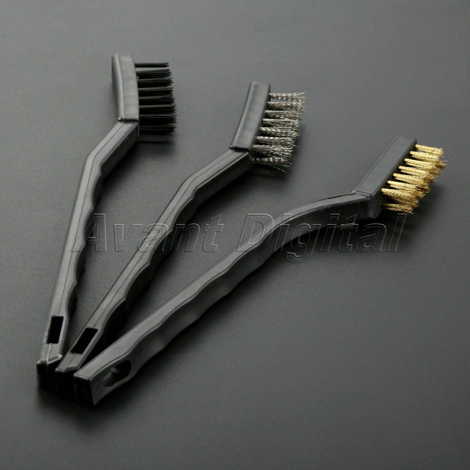 3pcs Hom Kitchen Car Cleaning Detailing Polishing Wire Brush Steel Brass Nylon