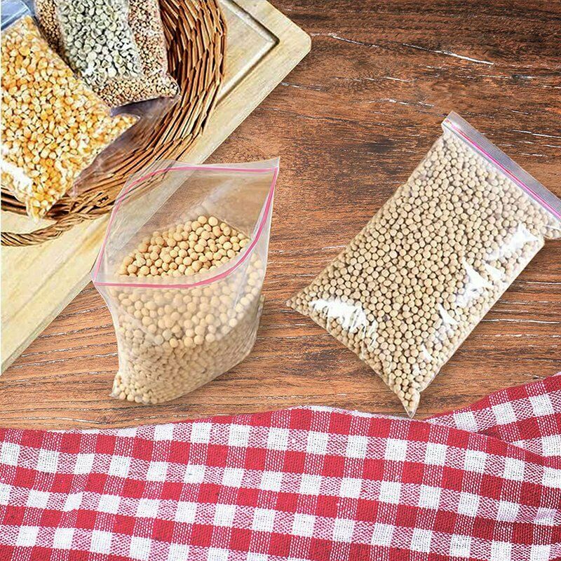 200 Grip Seal Bags Zipper Closure Bags Resealable Clear Plastic Food StorageA5G2