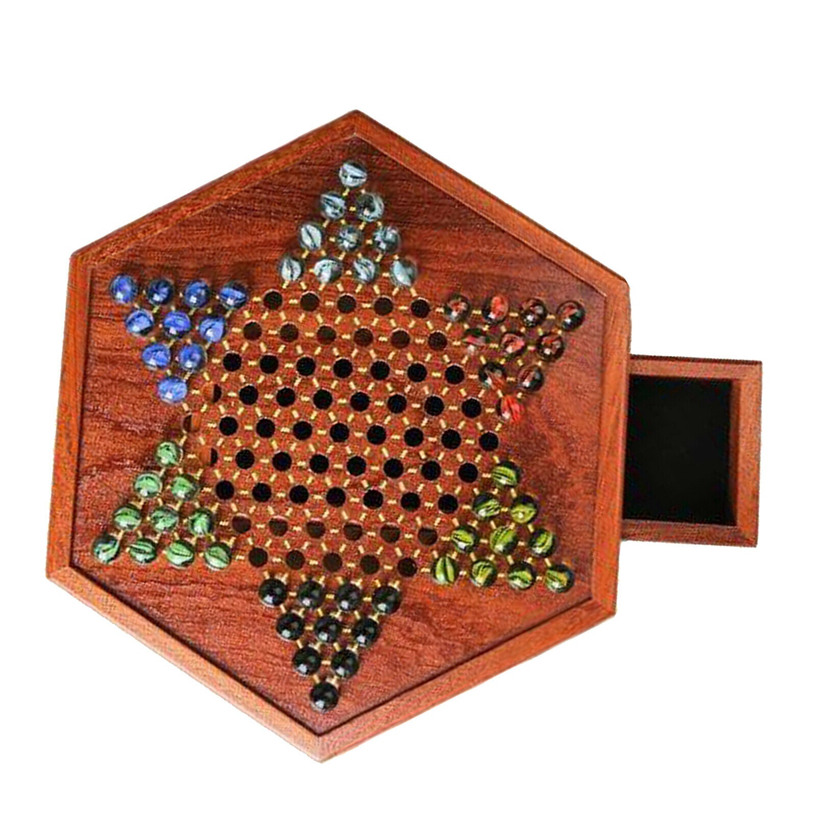 Classic Wooden Board Game Halma Fine Glass Pieces Children Adults