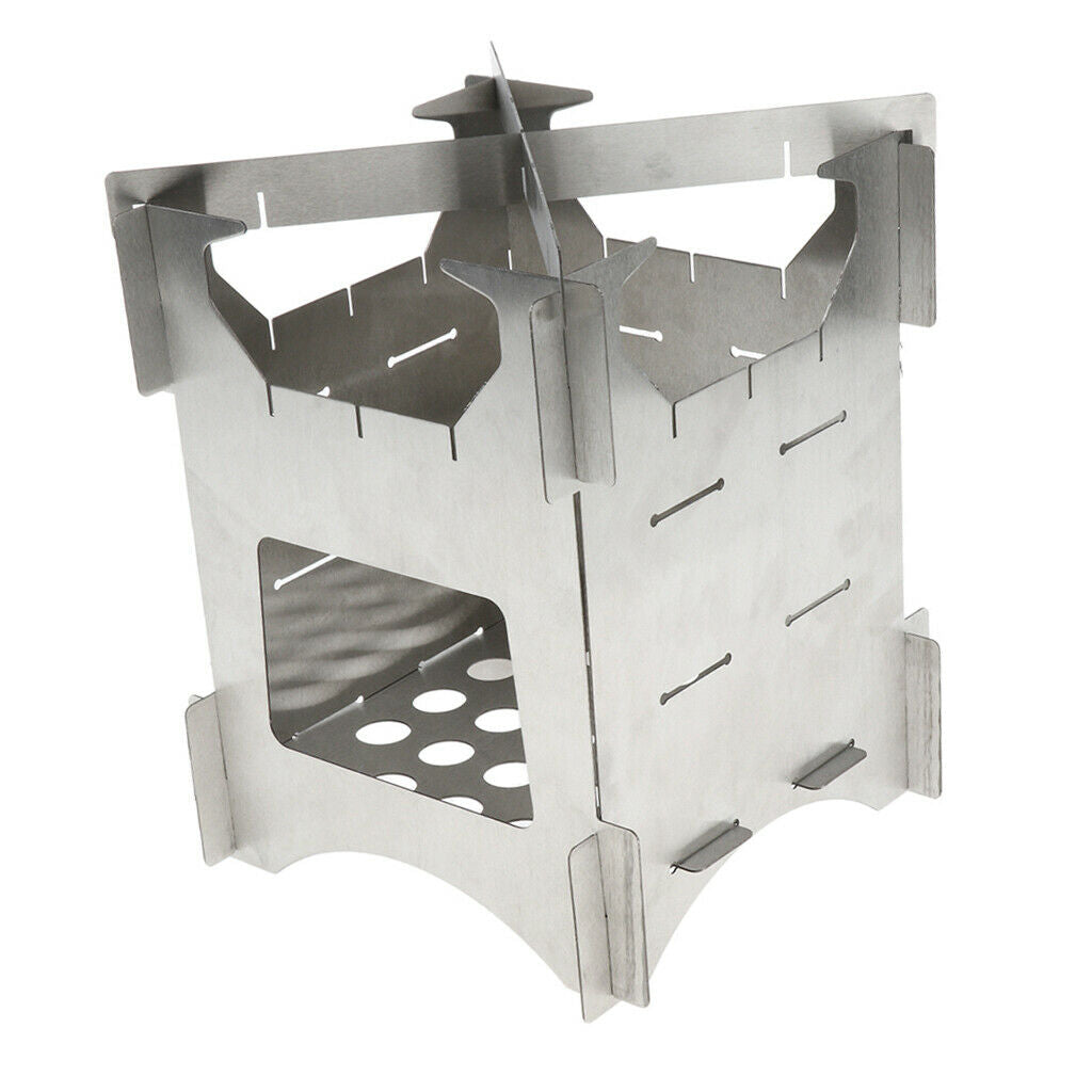 Stainless Steel Foldable Camping Stove Outdoor Picnic Wood Burner 20x16.5cm