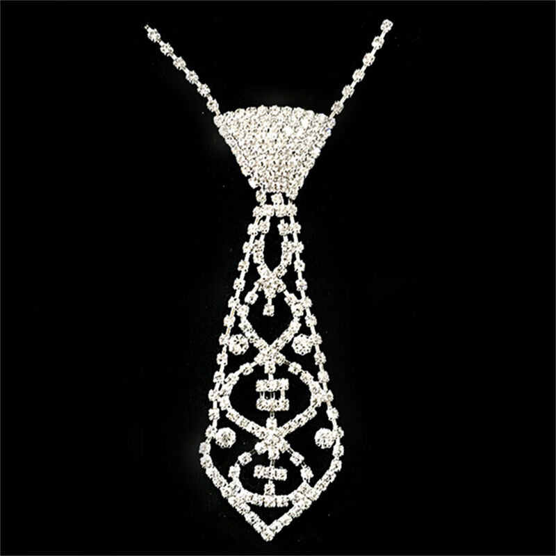 Wonderful Women Sexy Bling Rhinestone Neck Tie Necklace Wedding Bridal Par.l8