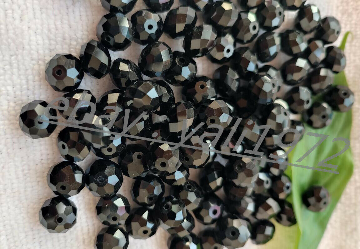 Wholesale 110pcs 9x12mm Black Faceted Crystal Rondelle Loose Beads