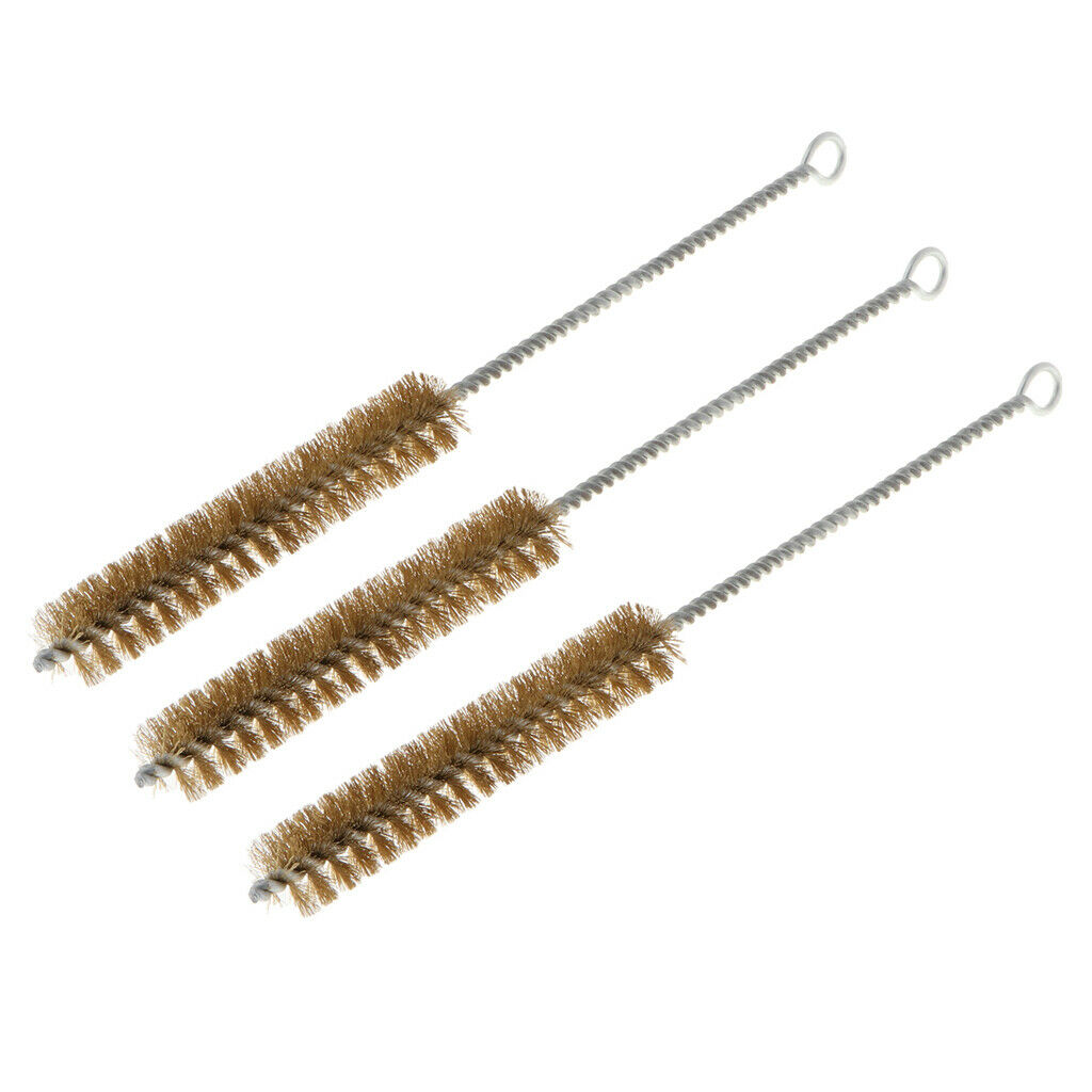 3Pcs 23cm Round Pipe Tube Cylinder Bore Bottle Cleaning Brass Metal Wire Brush