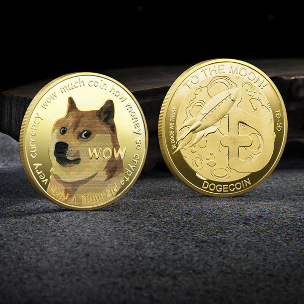 5x Adults Decor Golden Dog Commemorative Coins Dogecoin Souvenir Display