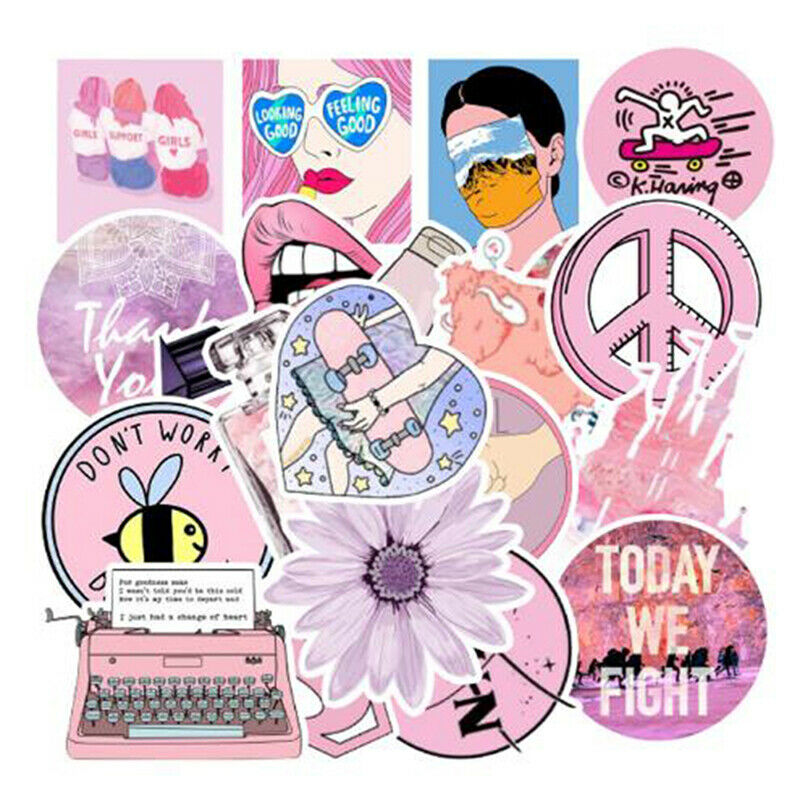 103 PCS Cute Cartoon Stickers Fashion Girl Pink Anime Graffiti Sticke.l8