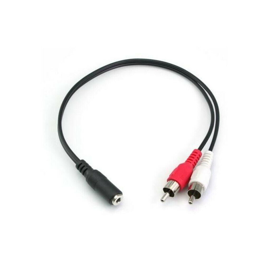 3.5mm 1/8" Stereo Female to 2 Male RCA Jack Adapter AUX Audio Y Cable Splitter
