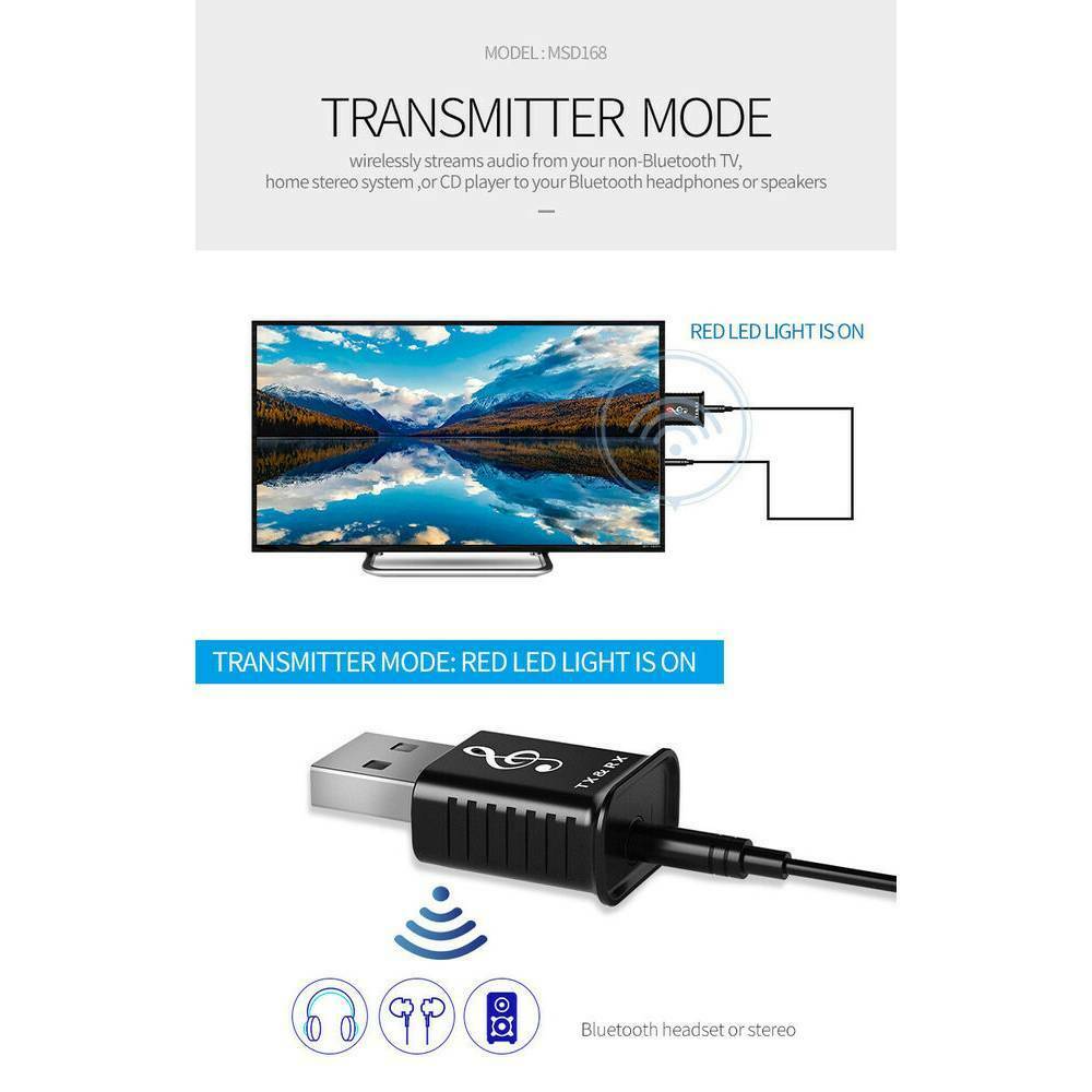 1x USB Bluetooth 5.0 Sender EmpfÃ¤nger Adapter TV PC Auto AUX Lautsprecher Dongle