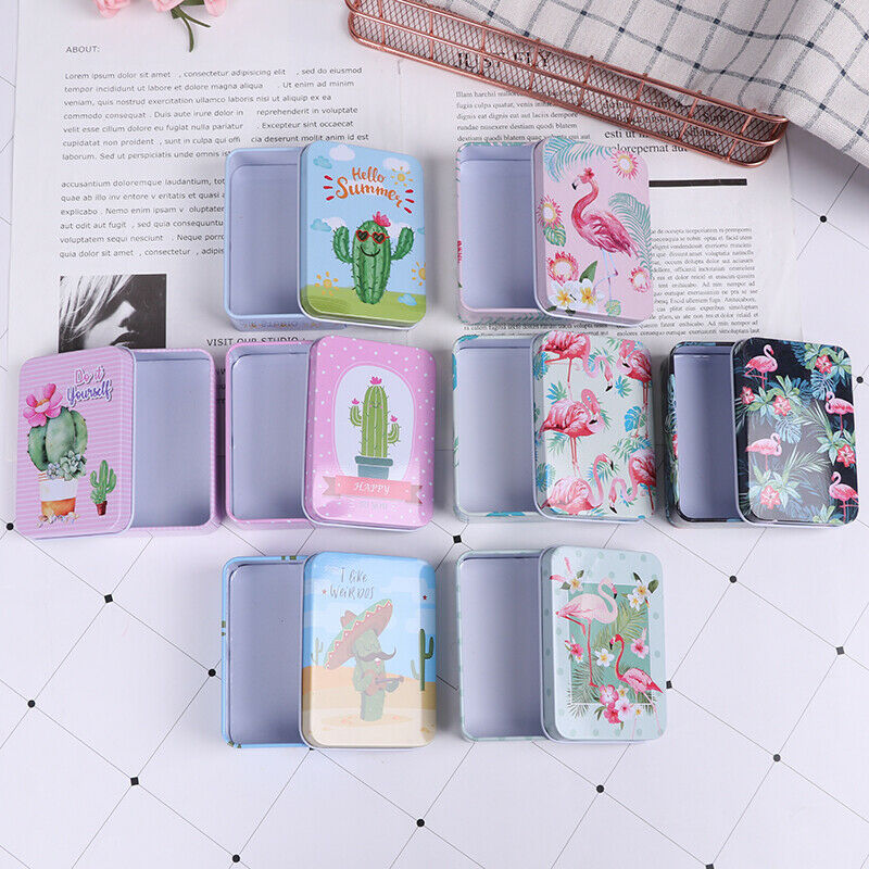 Flower Tin Trinket Coin Box Jewelry Storage Case Gifts Packing 90x65x25.l8