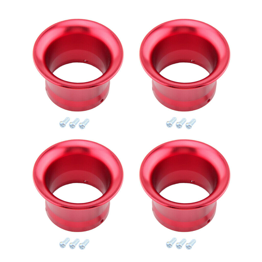 4Pcs 2inch Aluminum Cold Air Filter Velocity Stack Funnel for Carburetor Red