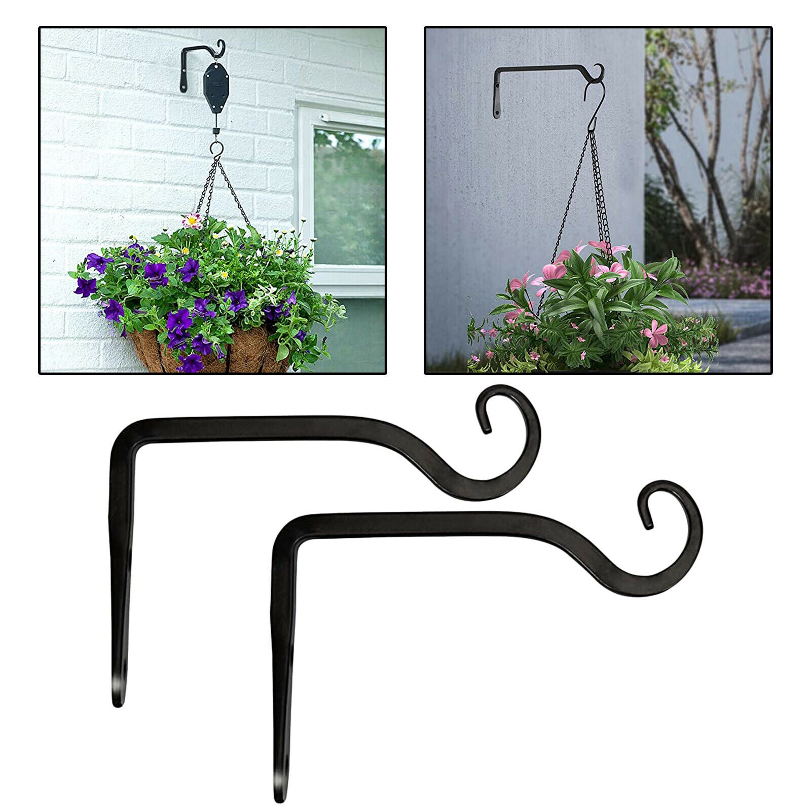 2pcs 6" Iron Hanging Bracket Plant Bird Feeder Hook Home Garden Door Decor