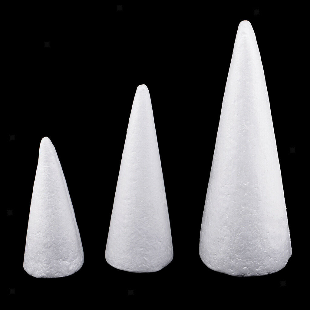 8 pcs White Cone Styrofoam Foam DIY Christmas Tree for Kids Modeling Crafts