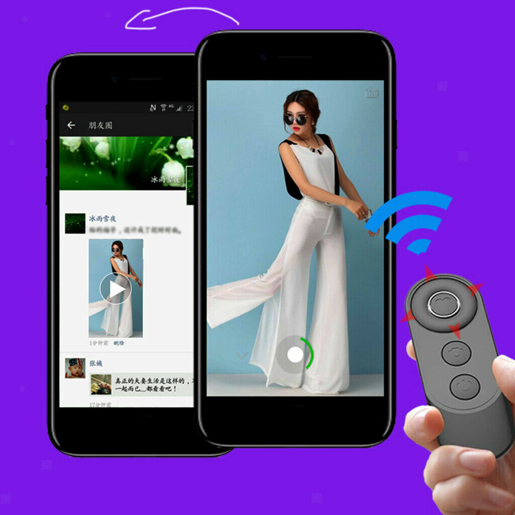 Wireless Bluetooth Remote Shutter Control Button Pause Playback Page Turner