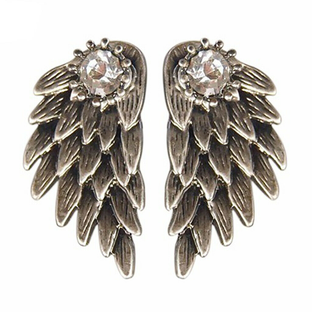 4pcs Punk Women's Cool Jewelry Angel Wings Rhinestone Drop Stud Earrings