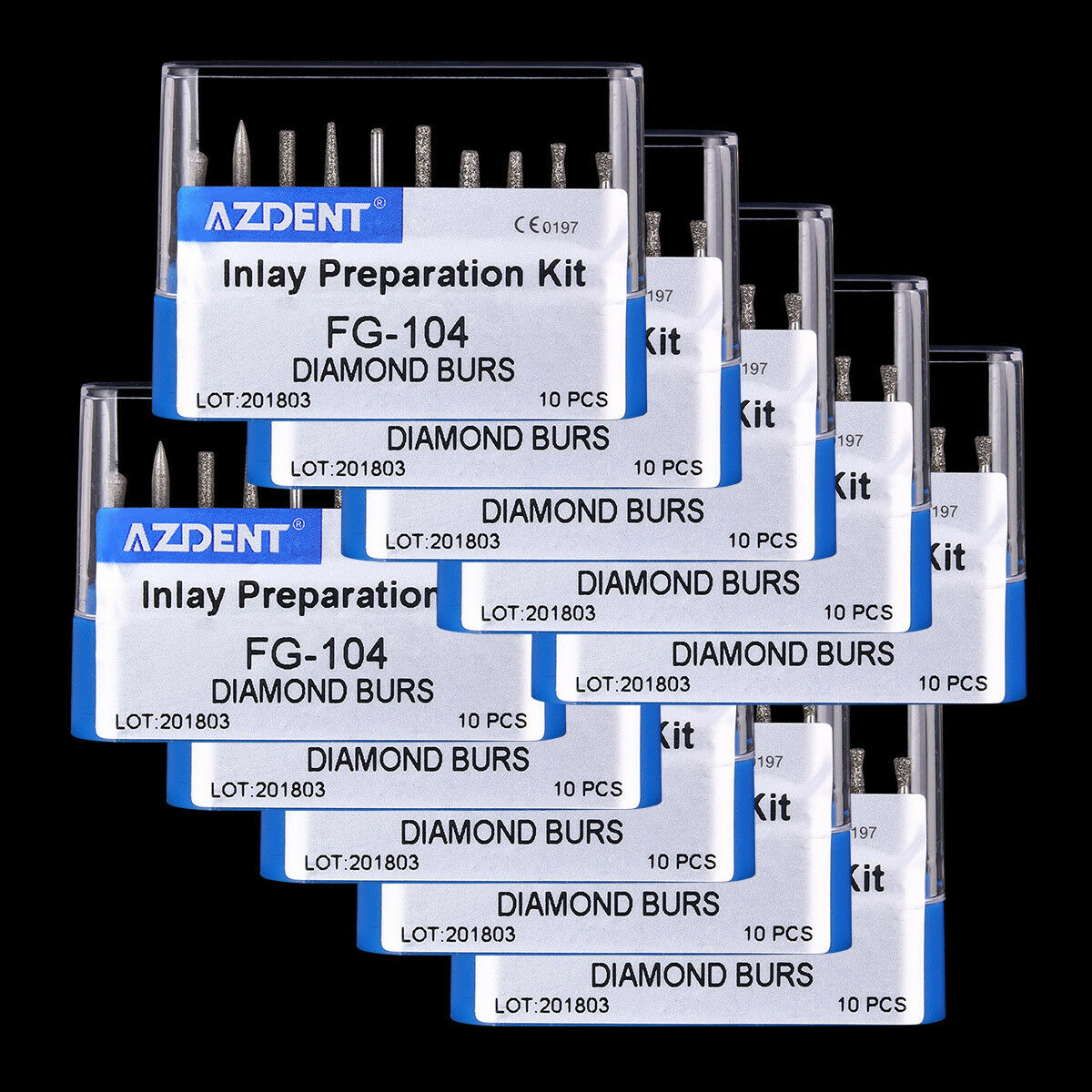 30 Kits Dental FG-104 Diamond Burs Implant Inlay Preparation 10Pcs/Kit AZDENT