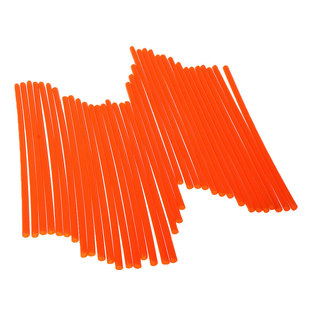 72 Pieces Universal Motorcycle Wheel Rim Spoke Wraps Skins Cover Red+Orange