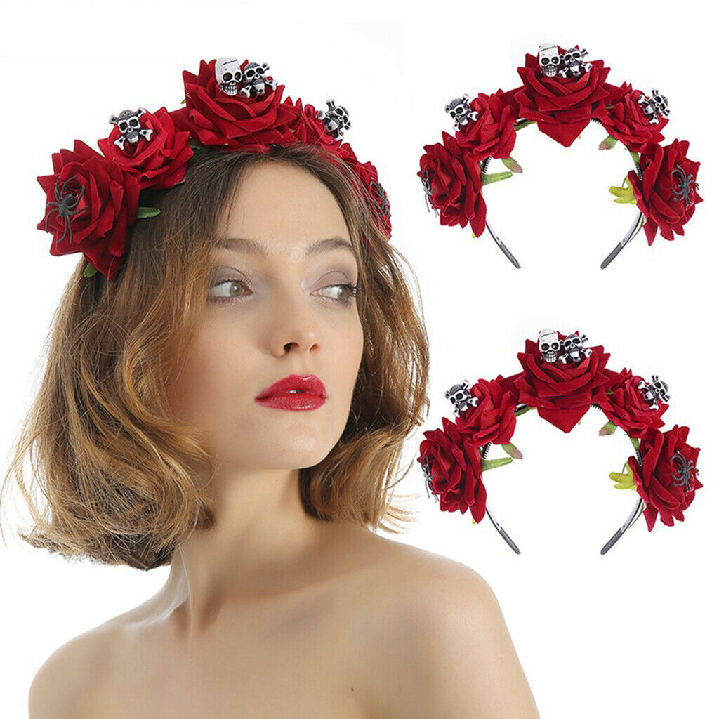 Rose Flower Floral Hair Crown Headband Halloween Day of the Dead Party Headdress