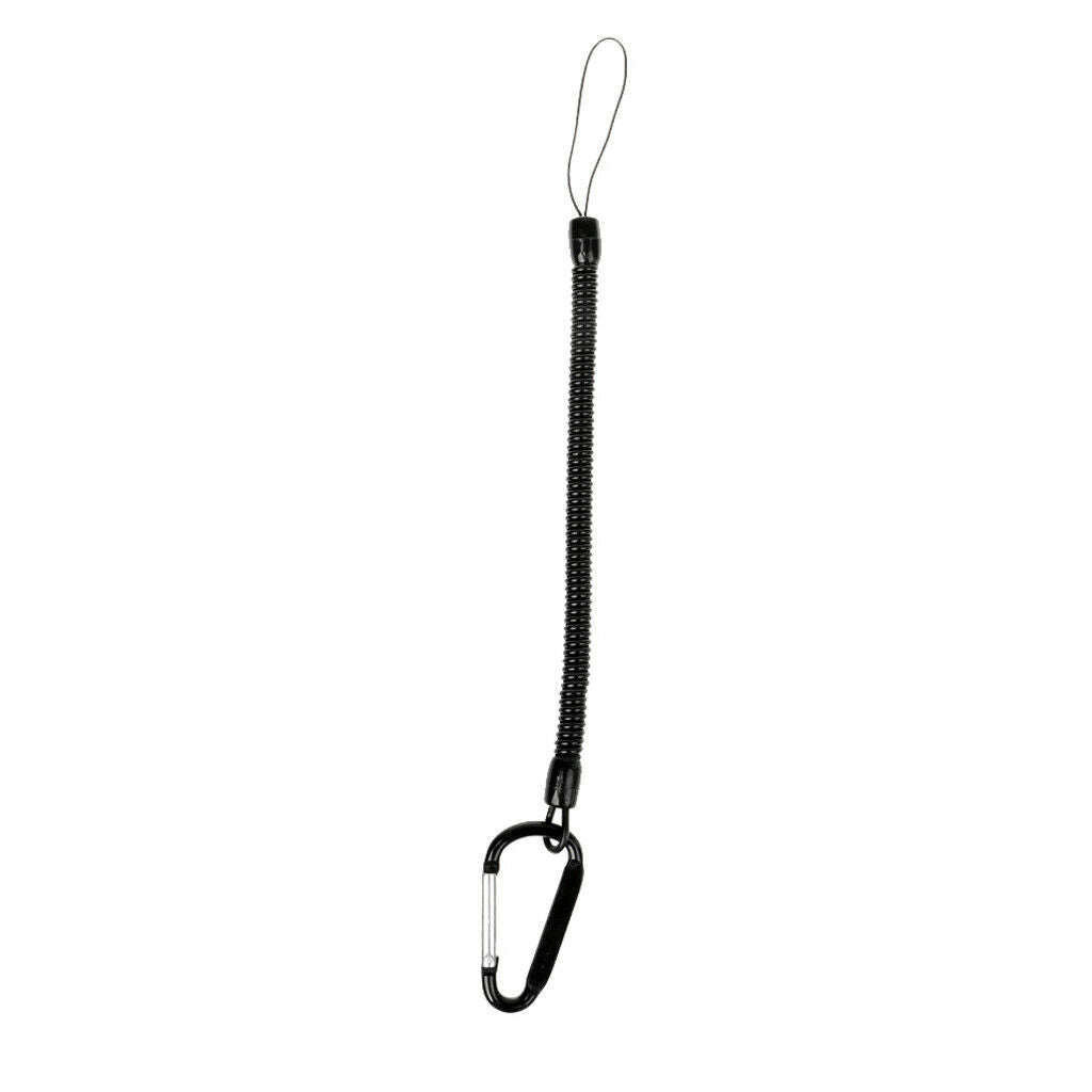 Fishing Lanyard Safety Rope Stretchy Coil Cord Pliers Tether with Carabiner