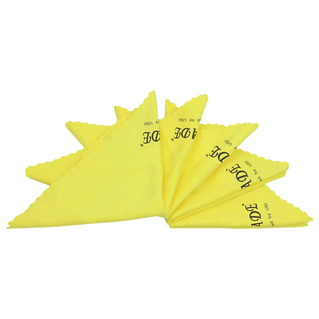 5Pcs Cleaning Polish Wipe Cloth for Musical Instrument Guitar Violin Yellow
