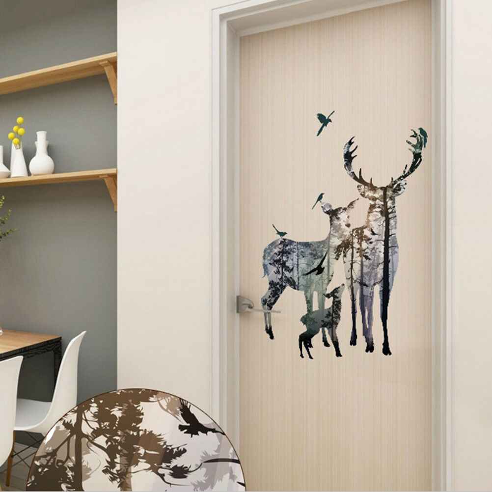 removable deer forest wall stickers decals art mural vinyl jfome decor di.l8