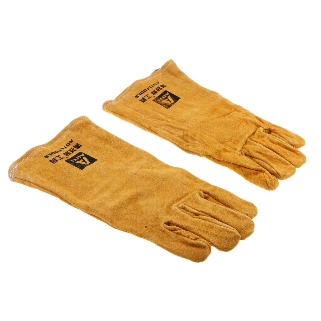 Pair Lightweight Tig Mig Welding Heat Resistant Work Gloves Cowhide leather