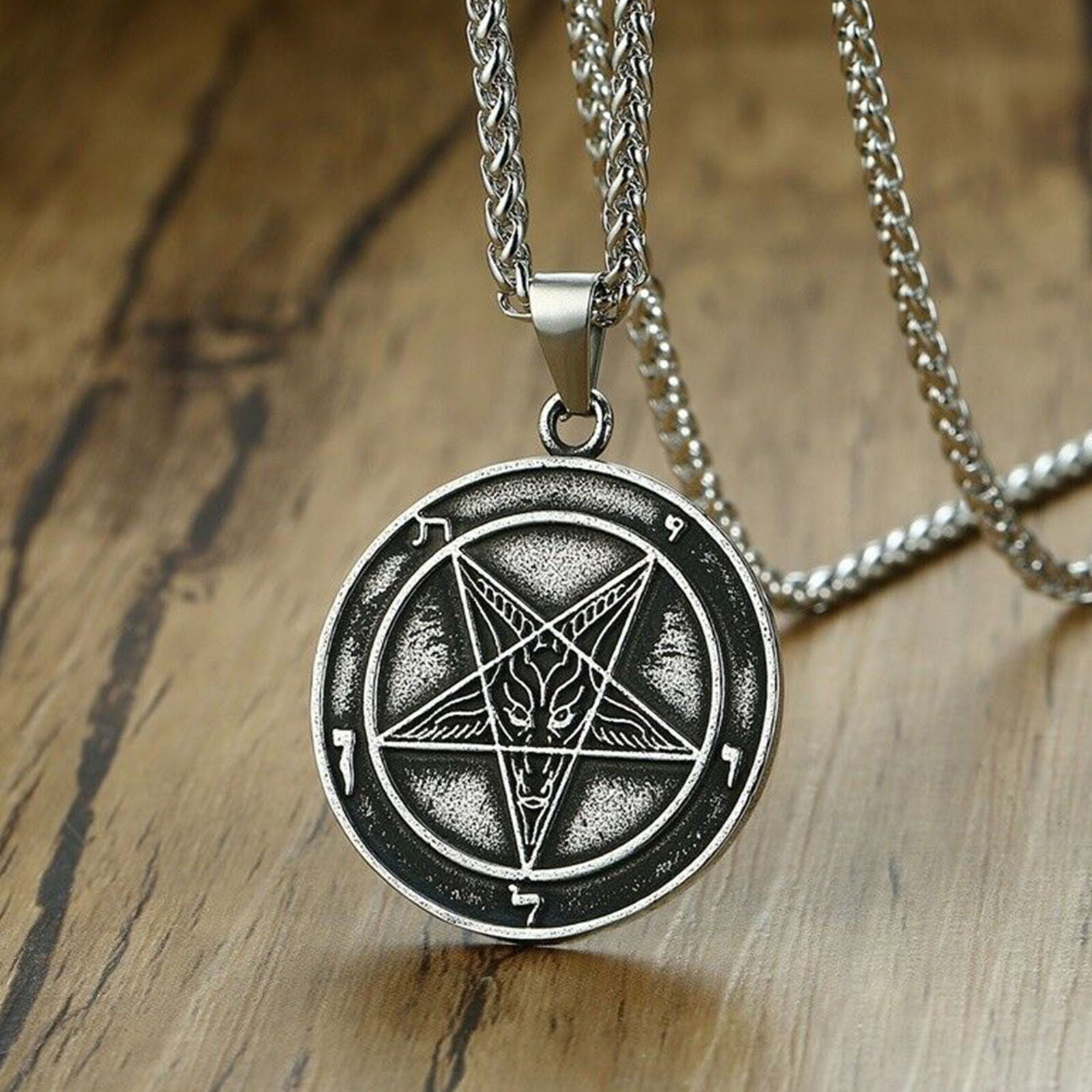 Sigil of Lucifer Coin Pendant Necklace Pagan Occult Satanic Inverted Cross Gift