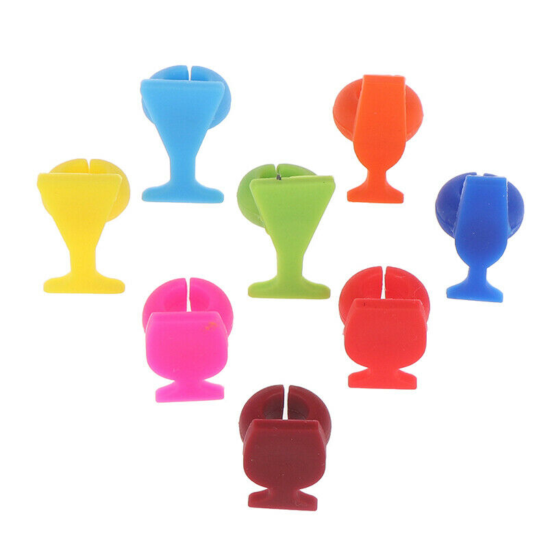 8pcs Silicone Wine Glass Shape Wine Glass Marker Drinking Cup Identifi.l8