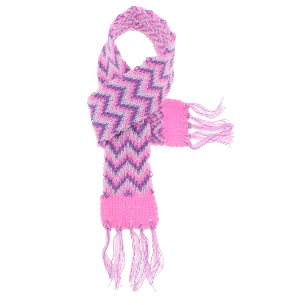 Lovely Hand Knitted Scarf with Striped Tassels for 18 Inch American Wrist AG