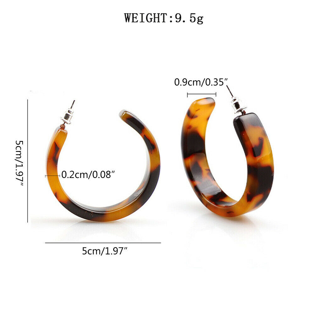 Acrylic Marbled Earring Leopard Round Hoop Earring Tortoise Shell  Women Jewelry