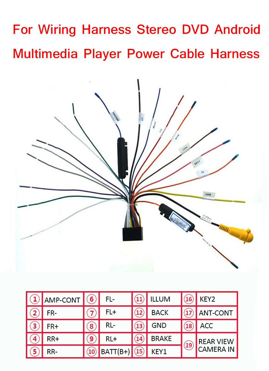 Car 20 PIN Harness Connection Adapter for 1DIN or 2DIN DVD Android Player Power