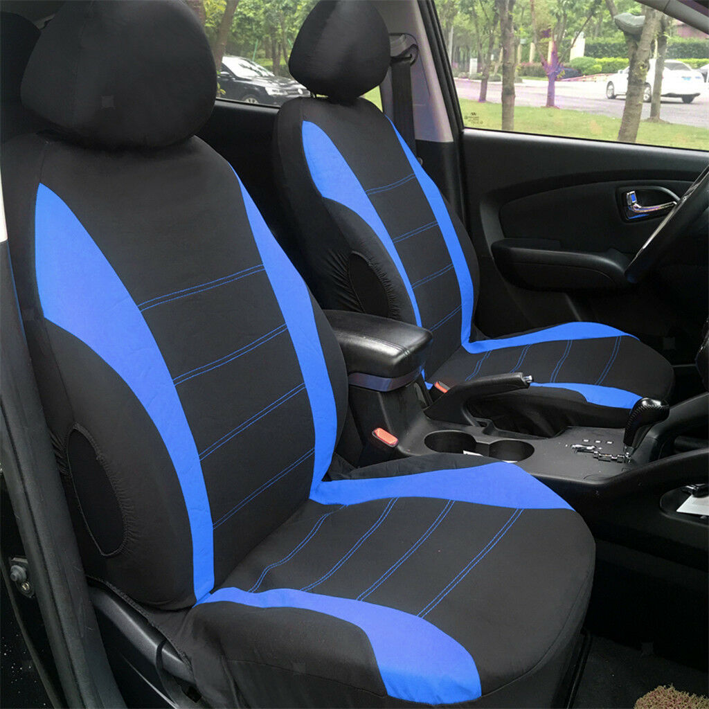9pcs Blue Car Breathable Seat Cover Front and Rear Full Set Antiscratch