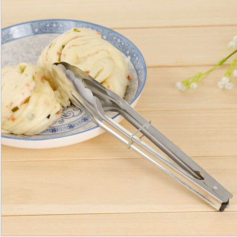 Stainless Steel Salad Bread BBQ Buffet Food Tongs Clip Kitchen Clamp Serv.l8