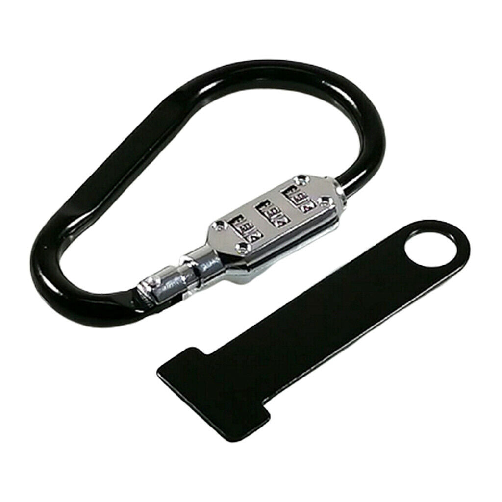 2pcs Black Motorcycle Scooter Anti-theft Open Face Helmet Lock Fastener + T-Bar