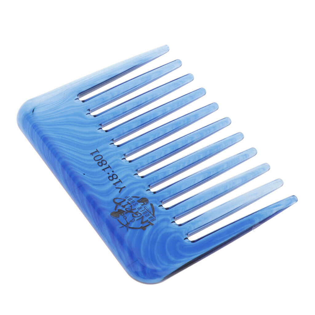 Wide-Teeth Detangling Curly Hair Comb Mens Back Head Styling Oil Comb Blue