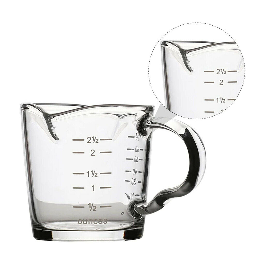 70ml Clear Glass Coffee Mugs Measuring Tea Cups for Hot Chocolate w/ Handle