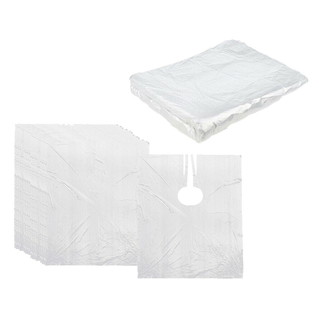 200Pcs Disposable Plastic Hair Cutting Cape Barber Clear Gown Wrap S/L