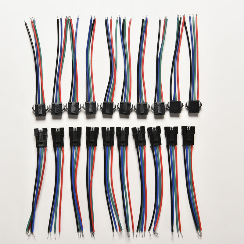 20pcs Male&Female 4 Pin Connector with wire for 5050/3528 RGB Led Driver/StripDD