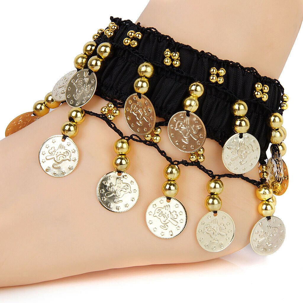 Belly Dance Arm Ankle Cuff Bracelet on Wrist W / 24 Golden Coins -
