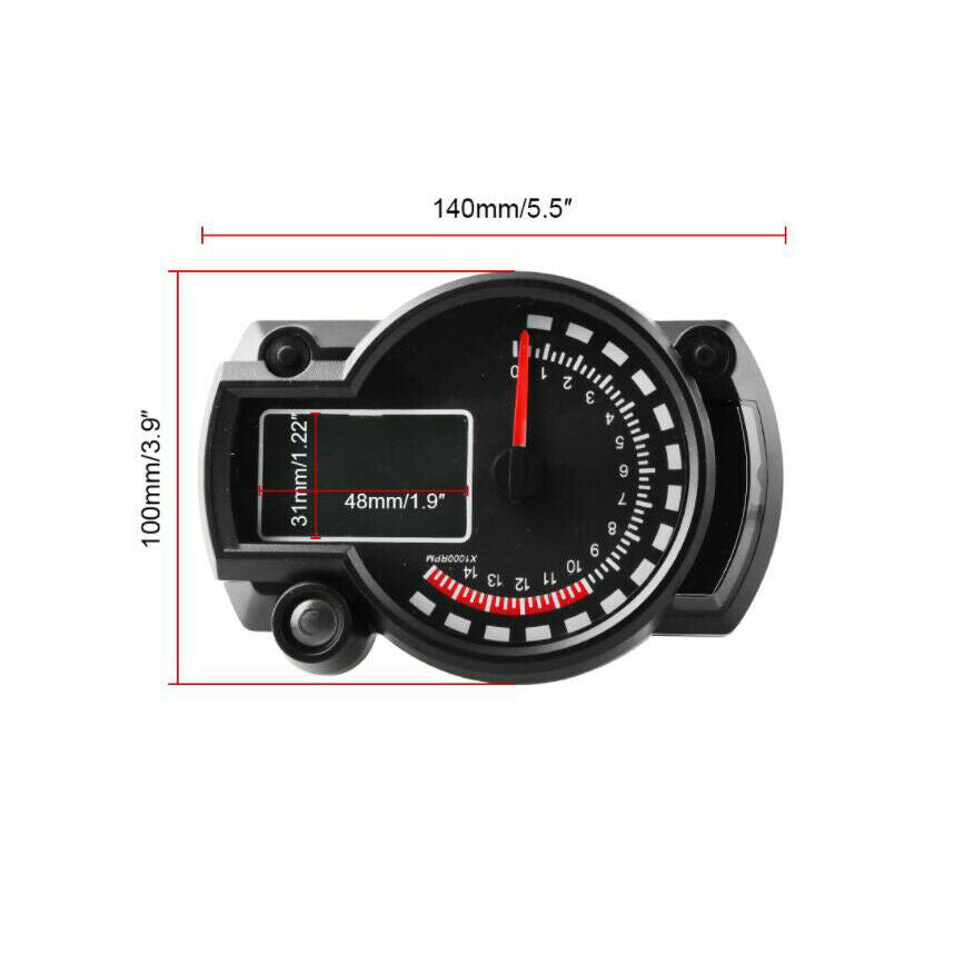 15000rpm Motorcycle Speedometer Gauge Universal LCD Digit Tachometer Odometer