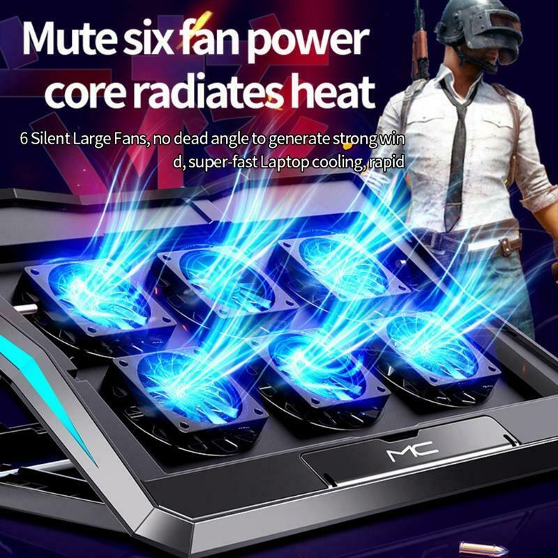 Foldable Laptop Base Stand with Six Cooling Fans 2xUSB for 12-17inch Notebook