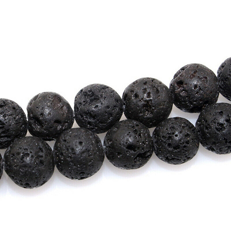 Natural Black Volcanic Lava Stone Loose Spacer Bead For Jewelry Making DI.l8