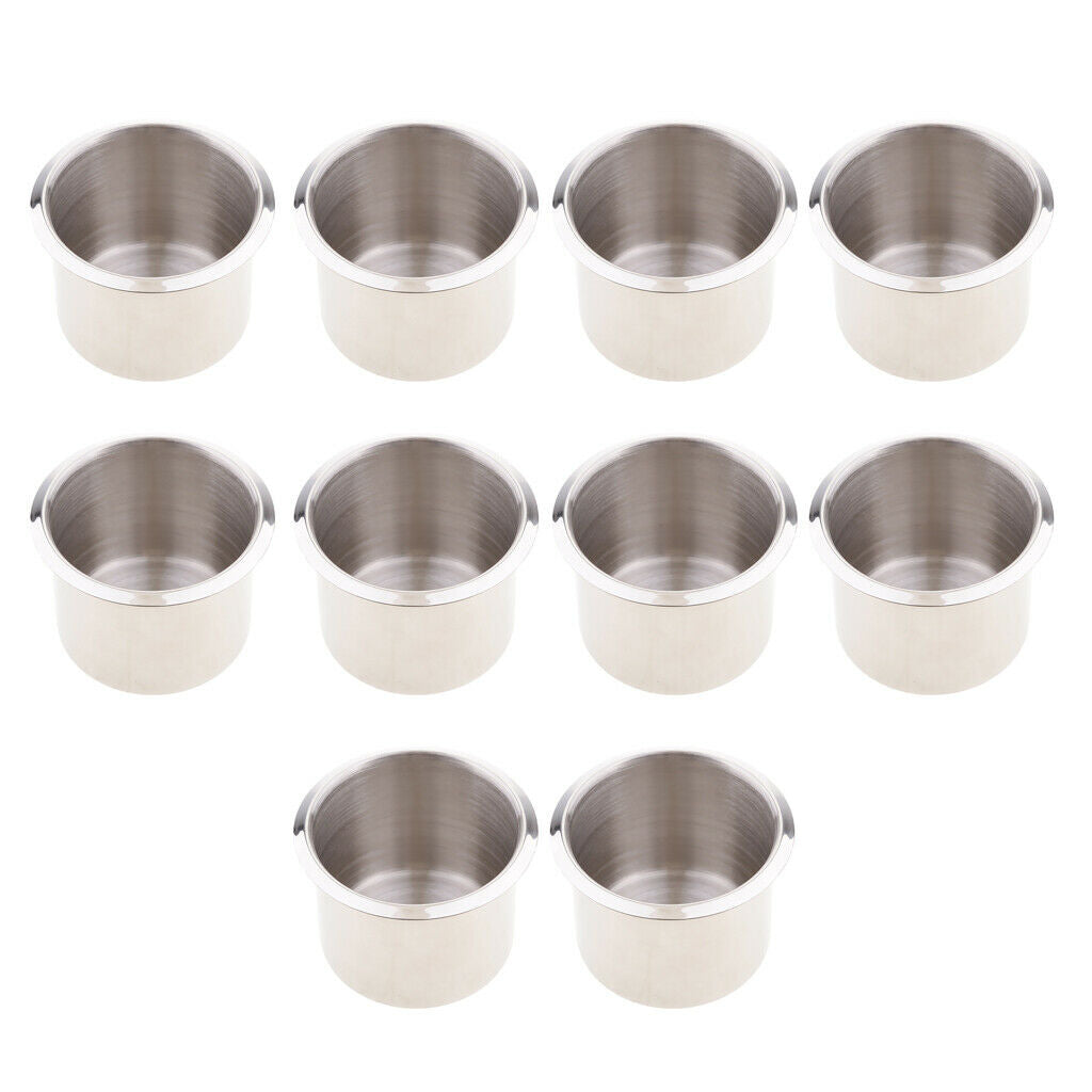 10Pcs Stainless Steel Universal Cup Drink Holder for Boat Marine 68x55mm