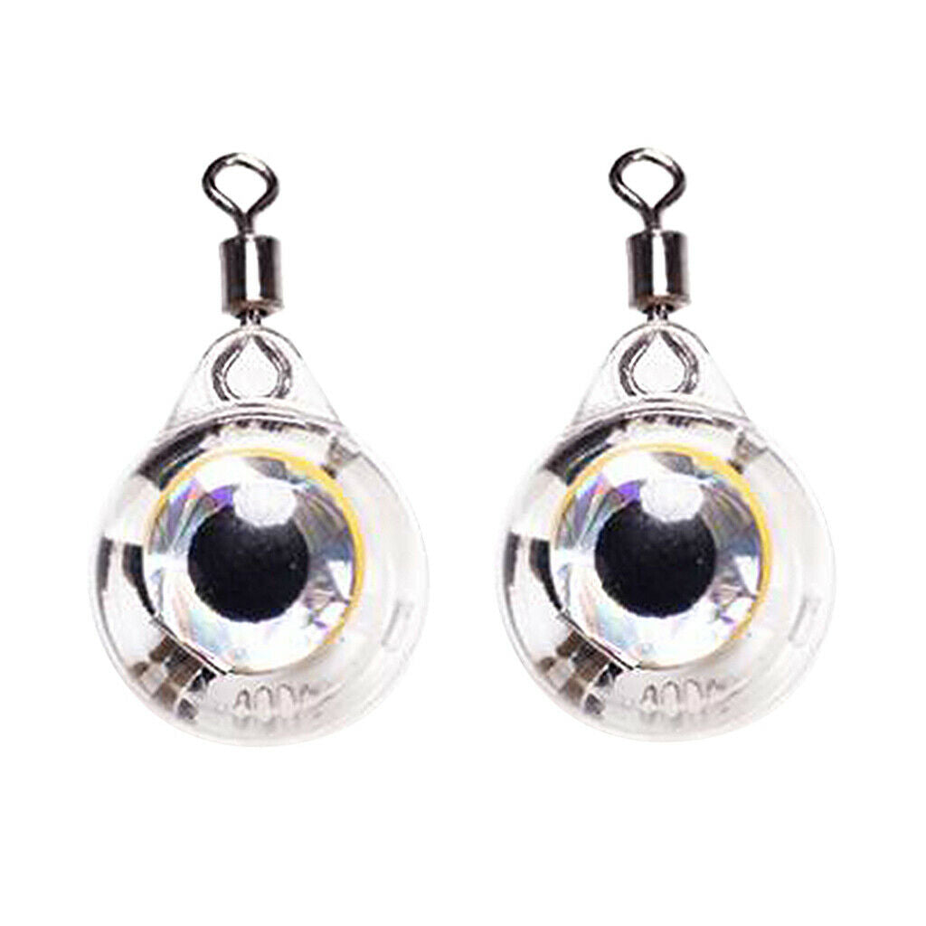2 Pcs LED Deep Drop Underwater Eye Shape Fishing Lure Light Bait Colorful