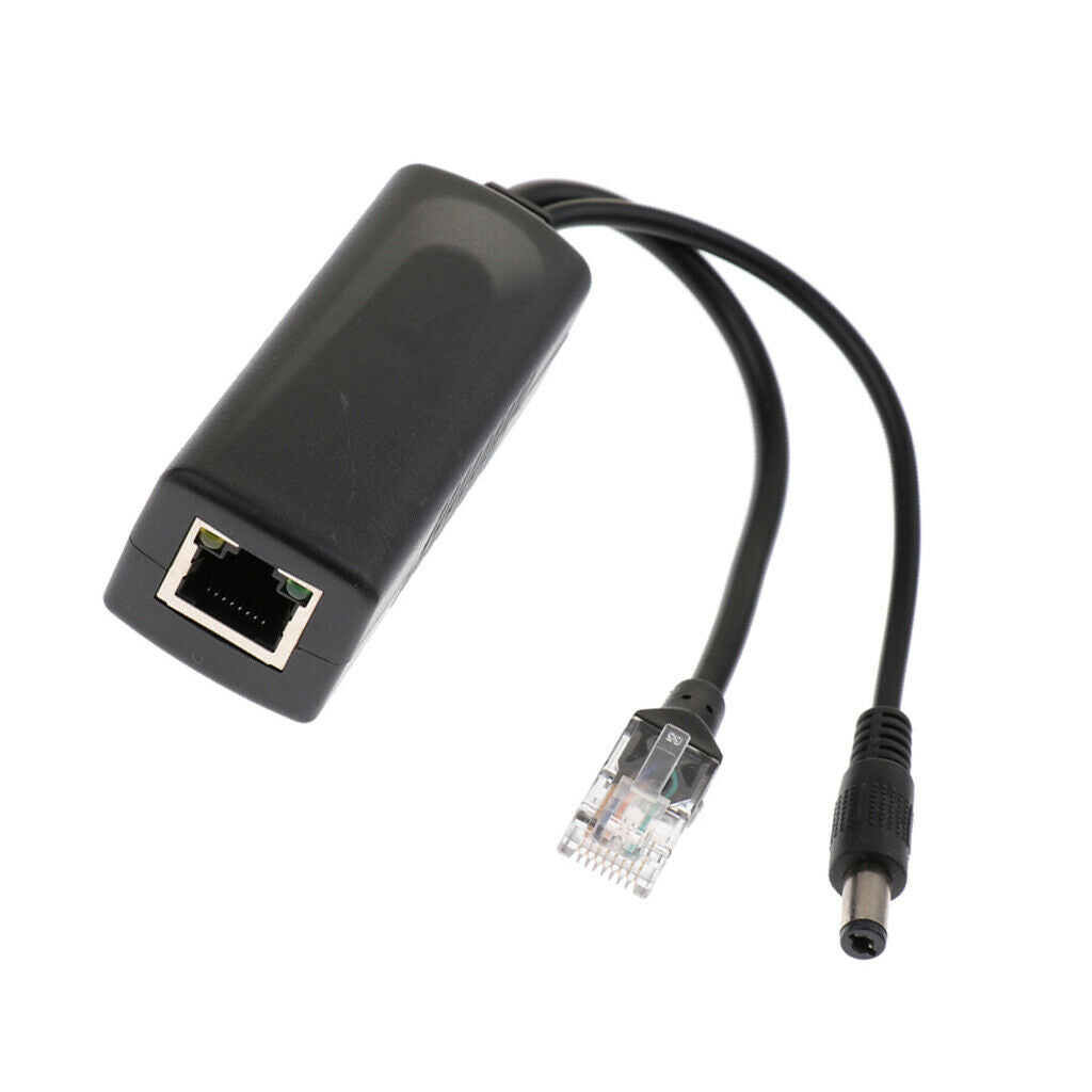 2Piece Power Over Ethernet Passive 48V to 12V 2A PoE Adapter Splitter Cable
