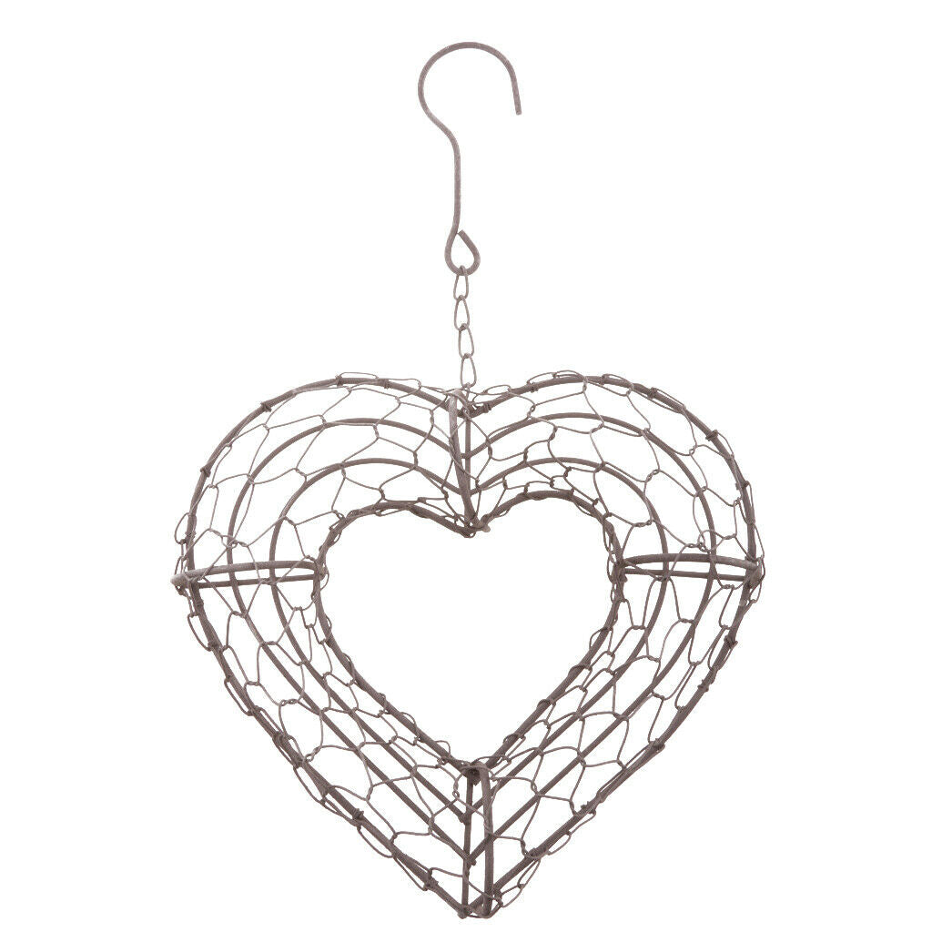 14cm Rustic Iron Wire Heart Shape Succulent Pot Iron Hanging Planter Plant,