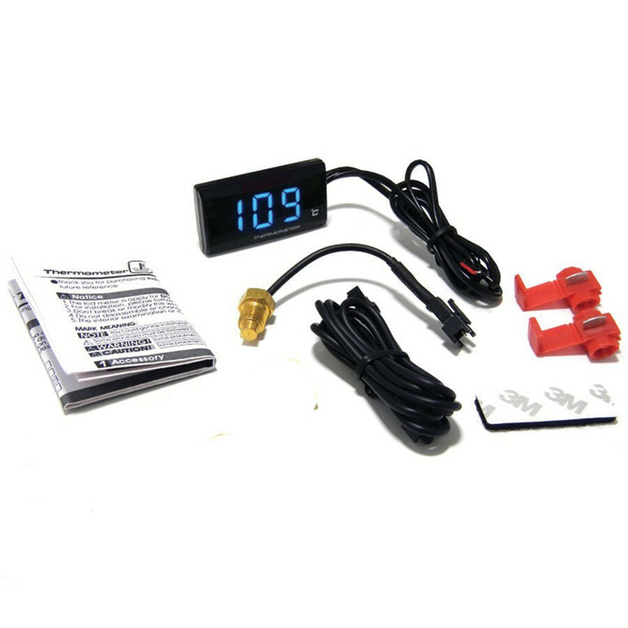 Blue LCD Digital Water Temp Thermometer Gauge Meter For Motorcycle Scooter ATV