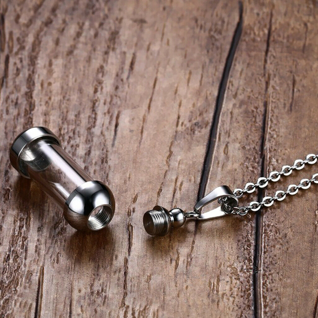 4PCS Glass Openable Container Tube Urn Keepsake Cremation Pendant Necklace