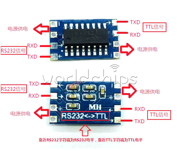 10PCS MAX3232 MAX3232CSE Serial Port Mini RS232 to TTL Converter Adaptor Module