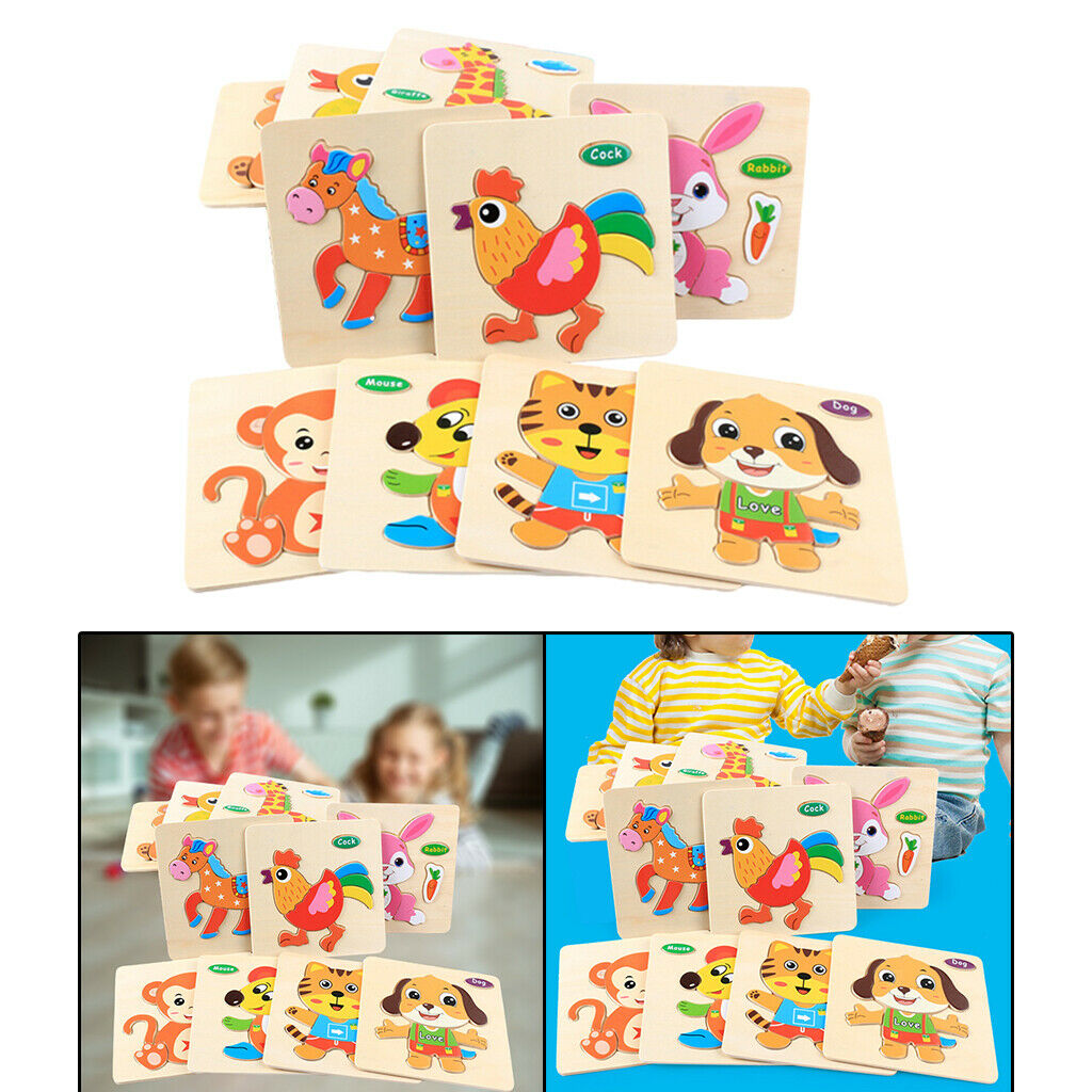 Wooden Jigsaw Puzzle Children Baby Cartoon Animal Puzzle Kid Educational Toys